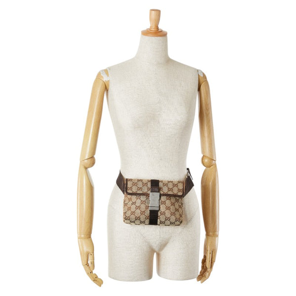 グッチ GGキャンバス ボディバッグ ウエストバッグ  131236 ベージュ キャンバス レザー レディース GUCCI 【中古】