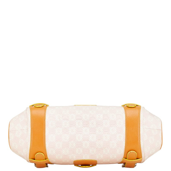 ロエベ アナグラム センダ ハンドバッグ ピンク ブラウン キャンバス レザー レディース LOEWE 【中古】