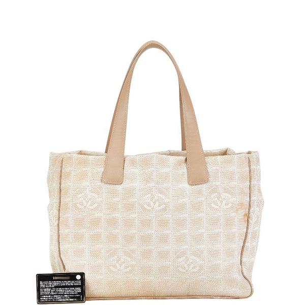 シャネル ニュートラベルライン トートMM ココマーク ハンドバッグ トートバッグ ベージュ ナイロン レディース CHANEL 【中古】