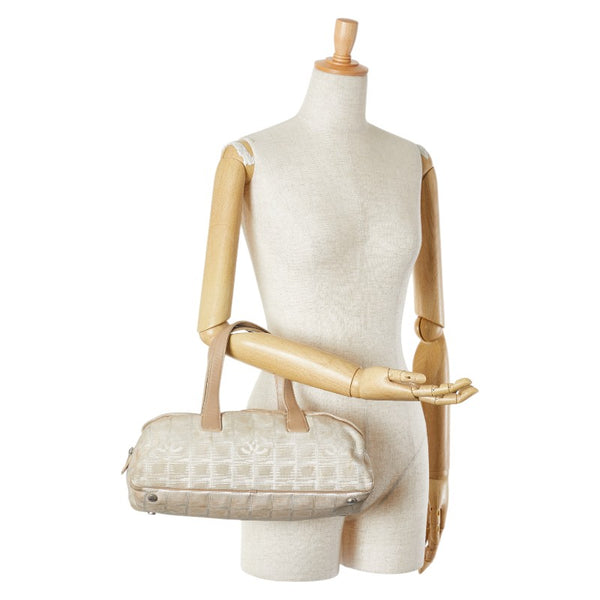 シャネル ニュートラベルライン ココマーク ハンドバッグ ベージュ ナイロン レザー レディース CHANEL 【中古】