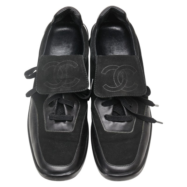 シャネル ココマーク スニーカー ブラック スウェット ラバー レザー レディース CHANEL 【中古】