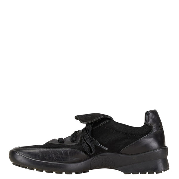 シャネル ココマーク スニーカー ブラック スウェット ラバー レザー レディース CHANEL 【中古】