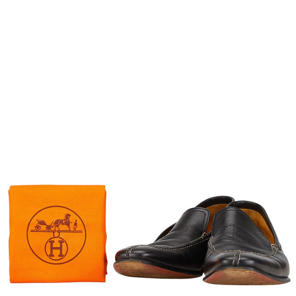 エルメス パンチング ローファー サイズ：40 ブラック レザー メンズ HERMES 【中古】