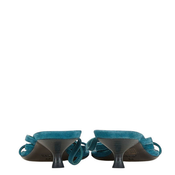 グッチ インターロッキングG ミュール サンダル サイズ：35 グリーン スウェット レザー レディース GUCCI 【中古】