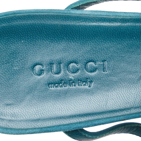 グッチ インターロッキングG ミュール サンダル サイズ：35 グリーン スウェット レザー レディース GUCCI 【中古】