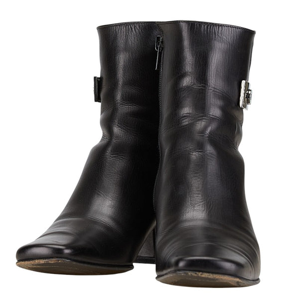 サルヴァトーレフェラガモ ガンチーニ ブーツ ショートブーツ サイズ：7C ブラック レザー レディース Salvatore Ferragamo 【中古】