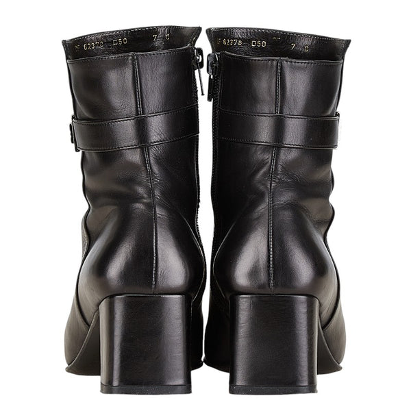 サルヴァトーレフェラガモ ガンチーニ ブーツ ショートブーツ サイズ：7C ブラック レザー レディース Salvatore Ferragamo 【中古】