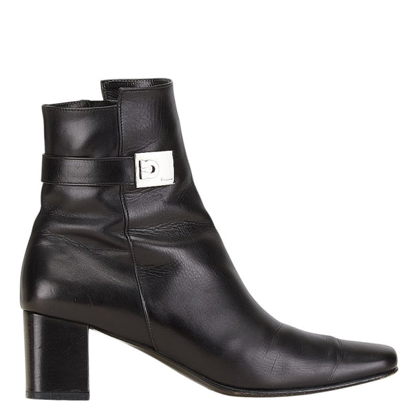 サルヴァトーレフェラガモ ガンチーニ ブーツ ショートブーツ サイズ：7C ブラック レザー レディース Salvatore Ferragamo 【中古】