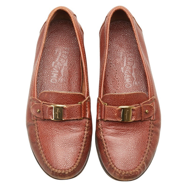 サルヴァトーレフェラガモ ヴァラ ローファー サイズ：6 ブラウン レザー レディース Salvatore Ferragamo 【中古】