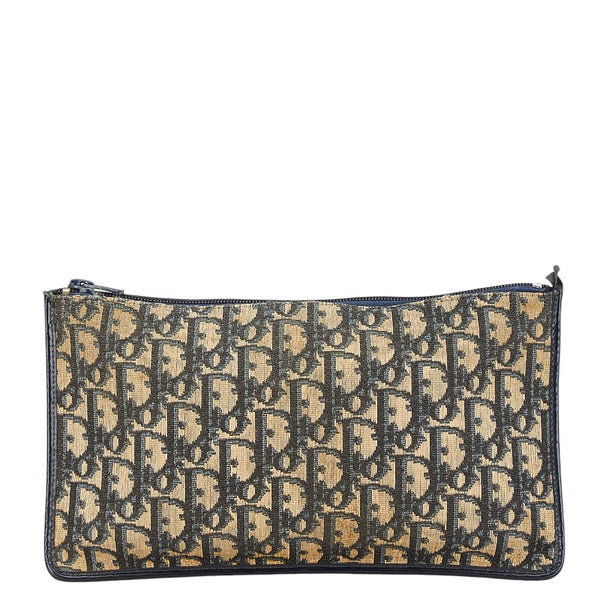 ディオール トロッター クラッチバッグ セカンドバッグ ネイビー ベージュ キャンバス レザー メンズ Dior 【中古】