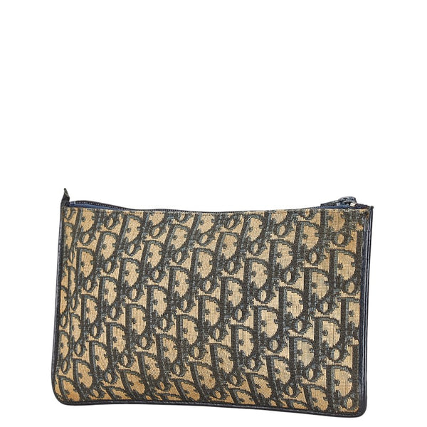 ディオール トロッター クラッチバッグ セカンドバッグ ネイビー ベージュ キャンバス レザー メンズ Dior 【中古】
