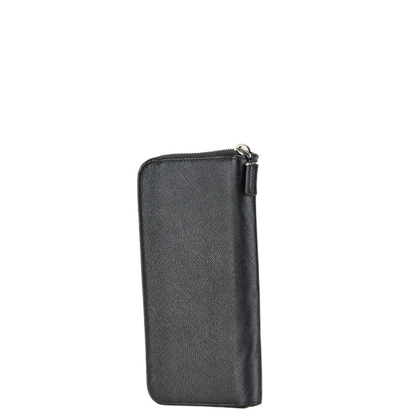 プラダ 三角ロゴプレート 長財布 ラウンドファスナー 2ML317 ブラック レザー レディース PRADA 【中古】