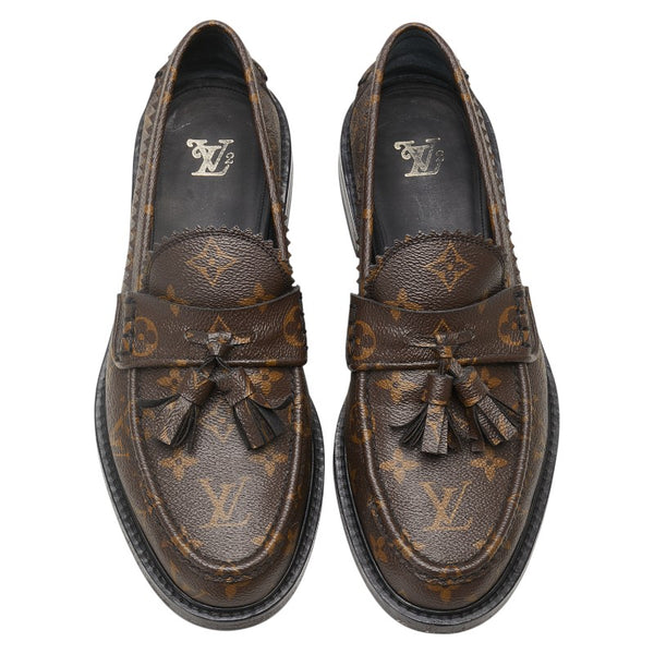 ルイ ヴィトン モノグラム ×NIGO ヴォルテールライン タッセル ローファー サイズ：7 ブラウン ブラック PVC レザー メンズ LOUIS VUITTON 【中古】