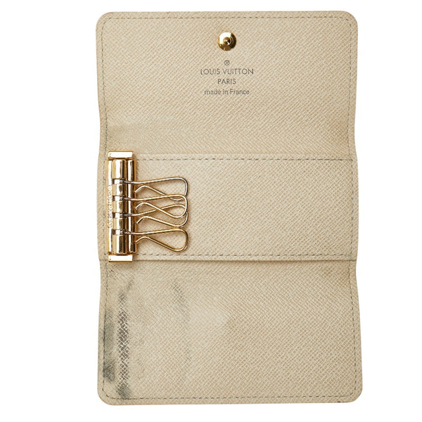 ルイ ヴィトン ダミエ アズール ミュルティクレ4 キーケース N60386 ホワイト PVC レザー レディース LOUIS VUITTON 【中古】