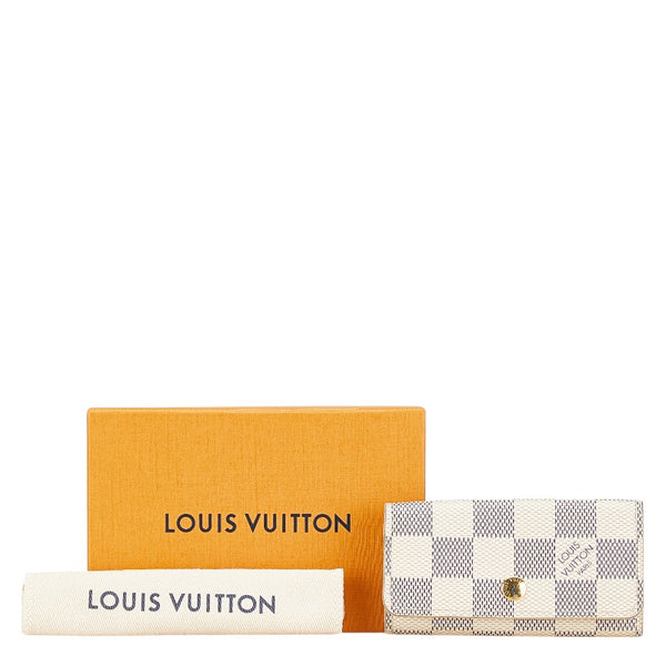 ルイ ヴィトン ダミエ アズール ミュルティクレ4 キーケース N60386 ホワイト PVC レザー レディース LOUIS VUITTON 【中古】
