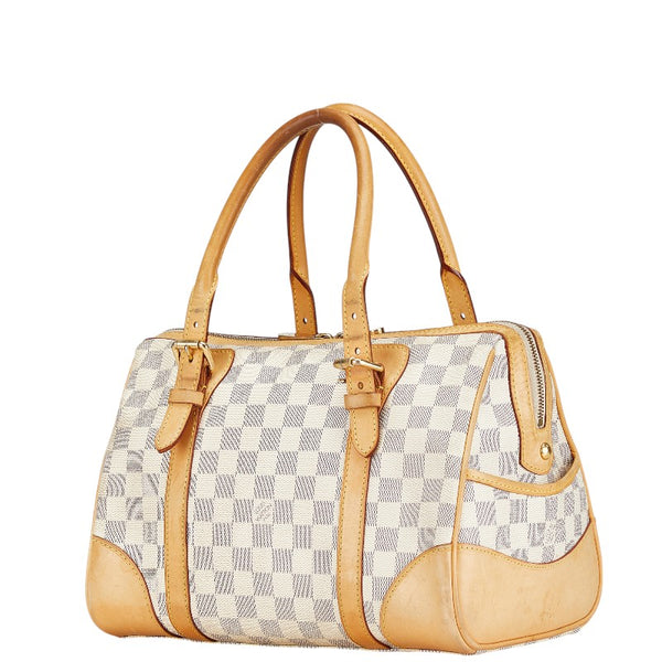 ルイ ヴィトン ダミエ アズール バークレー  ハンドバッグ トートバッグ N52001 ホワイト PVC レザー レディース LOUIS VUITTON 【中古】