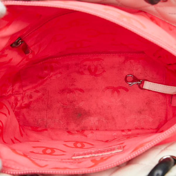 シャネル カンボンライン ココマーク トートバッグ ホワイト ブラック レザー レディース CHANEL 【中古】