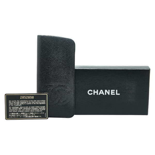 シャネル ココマーク メガネケース ブラック キャビアスキン レディース CHANEL 【中古】