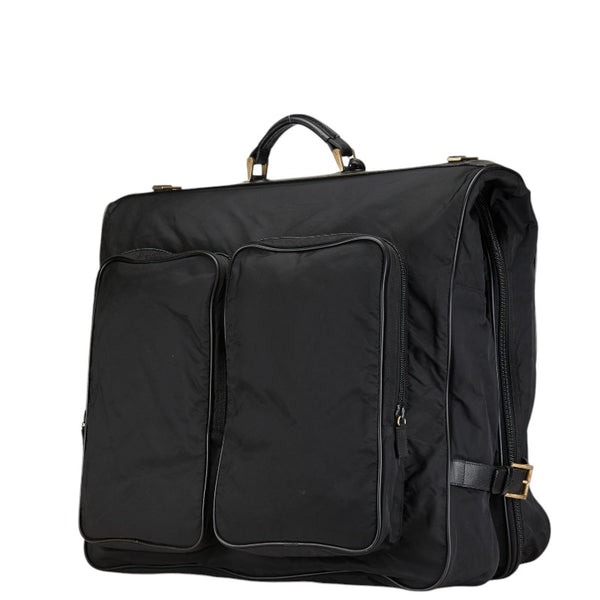 プラダ 三角ロゴプレート ハンドバッグ ショルダーバッグ ガーメントケース 2WAY ブラック ナイロン レザー メンズ PRADA 【中古】