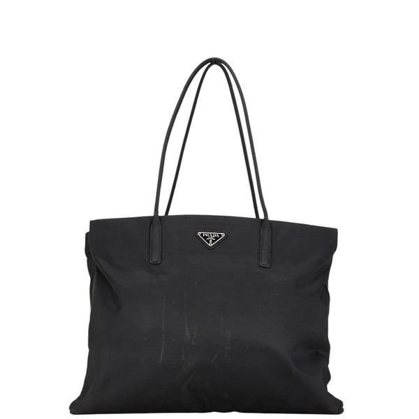 プラダ 三角ロゴプレート トートバッグ ブラック ナイロン レディース PRADA 【中古】