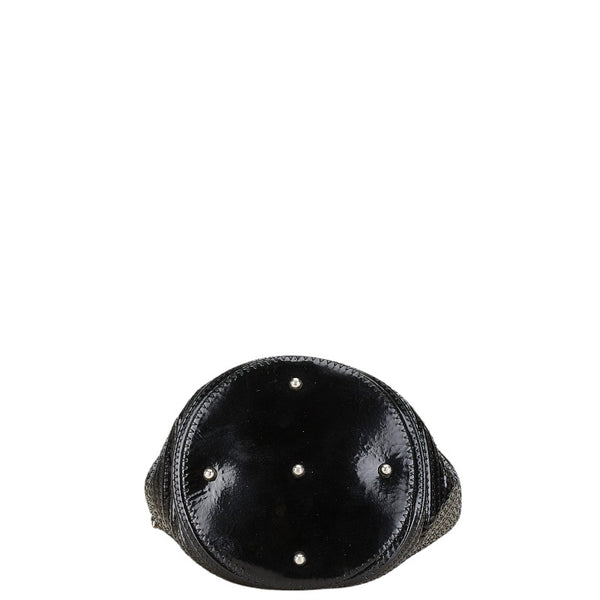 グッチ バンブー ハンドバッグ 001 1014 ブラック エナメル スウェード レディース GUCCI 【中古】