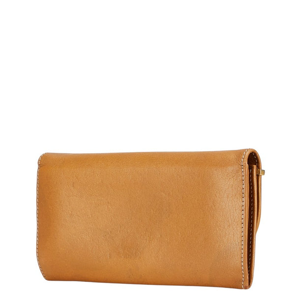クロエ ラインストーン 長財布 ブラウン ゴールド レザー レディース Chloe 【中古】