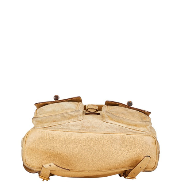 グッチ バンブー リュック バックパック 003 2058 0016 ベージュ スウェード レザー レディース GUCCI 【中古】