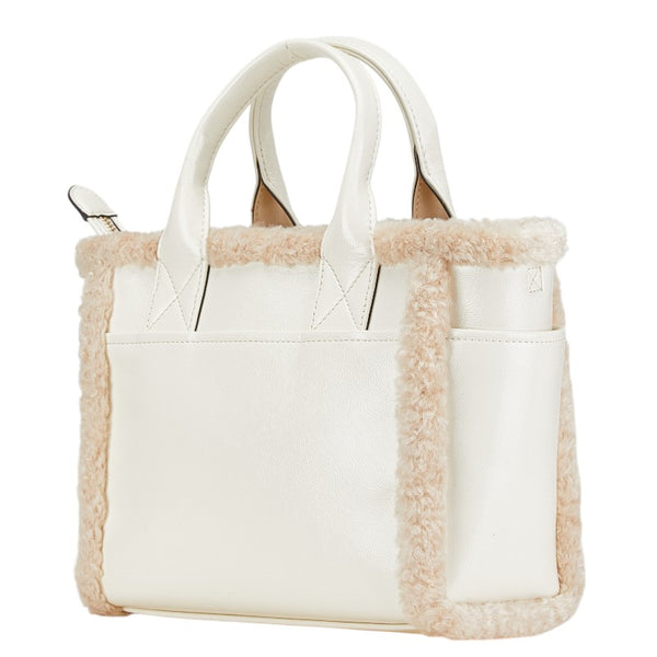 ケイトスペード ロゴ ハンドバッグ ショルダーバッグ 2WAY ホワイト フェイクファー ポリウレタン レザー レディース Kate Spade 【中古】