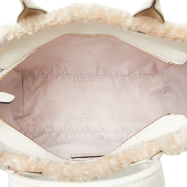 ケイトスペード ロゴ ハンドバッグ ショルダーバッグ 2WAY ホワイト フェイクファー ポリウレタン レザー レディース Kate Spade 【中古】