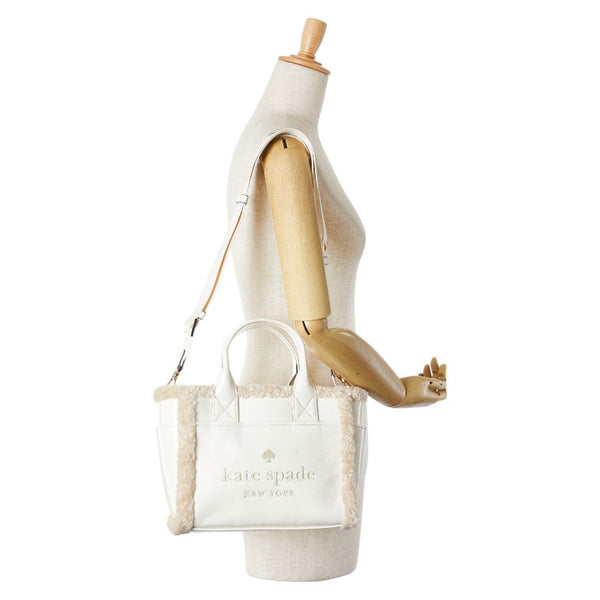 ケイトスペード ロゴ ハンドバッグ ショルダーバッグ 2WAY ホワイト フェイクファー ポリウレタン レザー レディース Kate Spade 【中古】