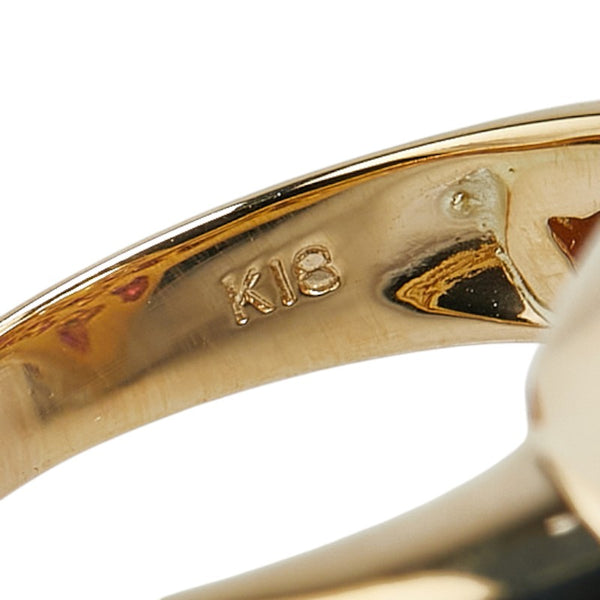 K18YG イエローゴールド ルビー4.48ct ダイヤ0.65ct ハート モチーフ リング 指輪 レディース 15号 【中古】
