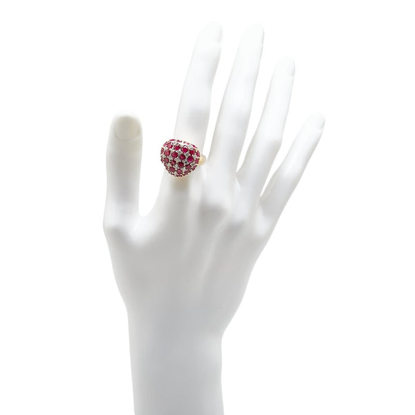 K18YG イエローゴールド ルビー4.48ct ダイヤ0.65ct ハート モチーフ リング 指輪 レディース 15号 【中古】