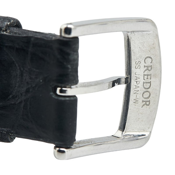 セイコー クレドール 腕時計 8J81-0AJ0 クオーツ ホワイト文字盤 ステンレススチール レザー メンズ SEIKO 【中古】