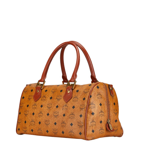 エム シー エム ヴィセトス ロゴグラム ハンドバッグ ブラウン PVC レザー レディース MCM 【中古】