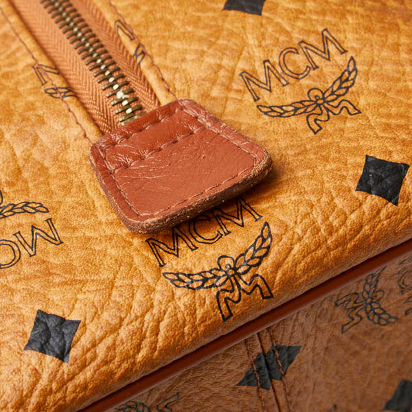エム シー エム ヴィセトス ロゴグラム ハンドバッグ ブラウン PVC レザー レディース MCM 【中古】