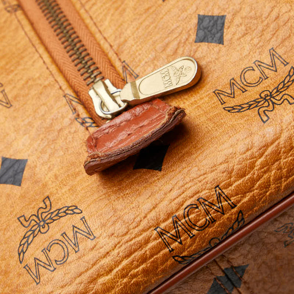 エム シー エム ヴィセトス ロゴグラム ハンドバッグ ブラウン PVC レザー レディース MCM 【中古】