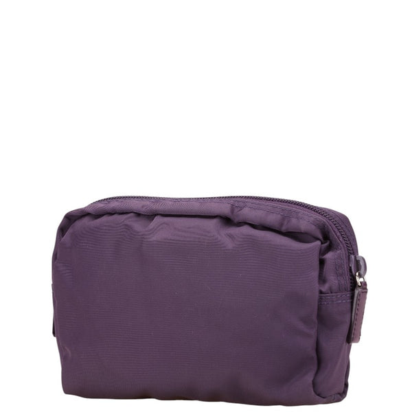 プラダ 三角ロゴプレート ポーチ パープル ナイロン レディース PRADA 【中古】