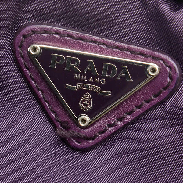プラダ 三角ロゴプレート ポーチ パープル ナイロン レディース PRADA 【中古】