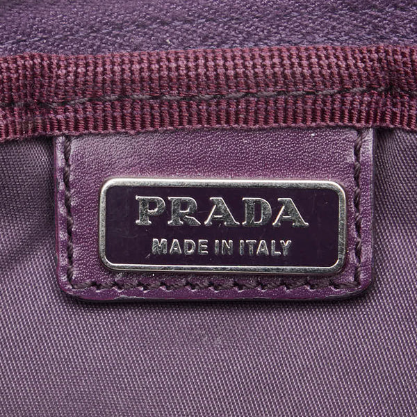 プラダ 三角ロゴプレート ポーチ パープル ナイロン レディース PRADA 【中古】