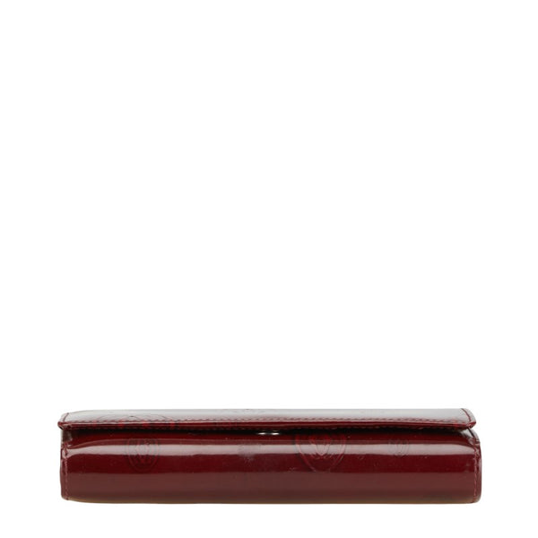 カルティエ ハッピーバースデー 二つ折り財布 ワインレッド ボルドー エナメル レディース CARTIER 【中古】
