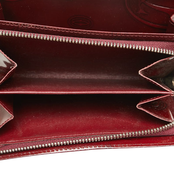 カルティエ ハッピーバースデー 二つ折り財布 ワインレッド ボルドー エナメル レディース CARTIER 【中古】