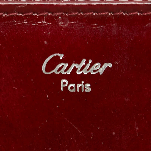 カルティエ ハッピーバースデー 二つ折り財布 ワインレッド ボルドー エナメル レディース CARTIER 【中古】