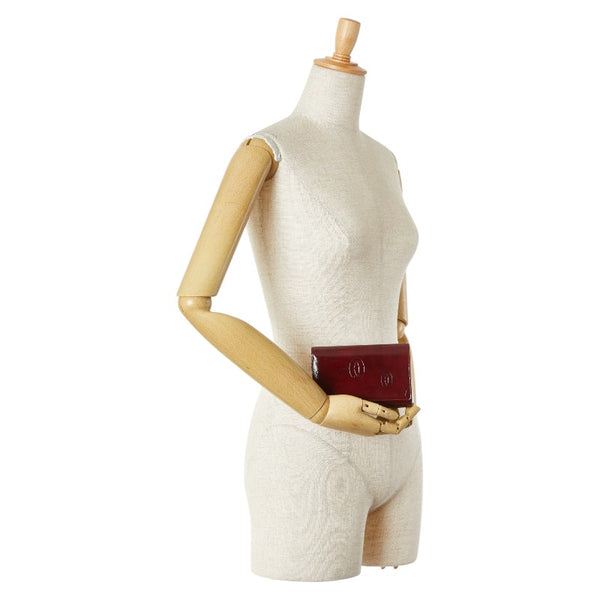 カルティエ ハッピーバースデー 二つ折り財布 ワインレッド ボルドー エナメル レディース CARTIER 【中古】