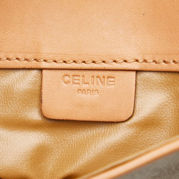 セリーヌ マカダム セカンドバッグ クラッチバッグ ベージュ ブラウン PVC レザー レディース CELINE 【中古】