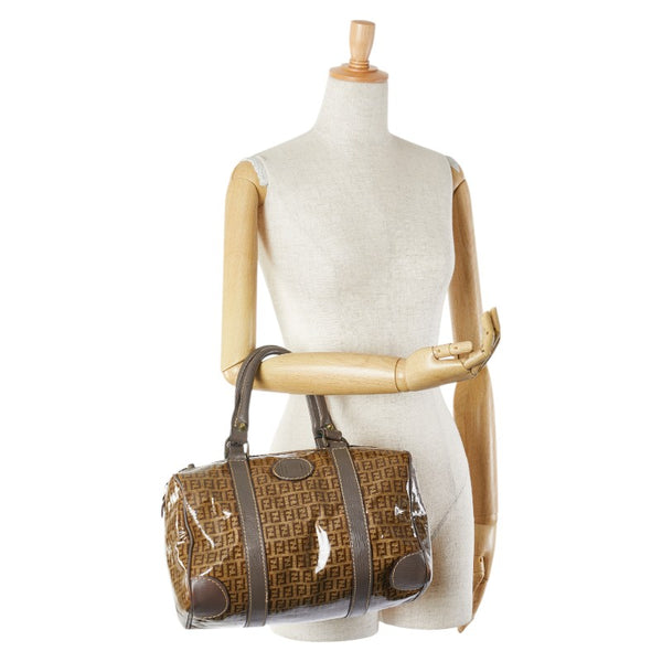 フェンディ ズッカ ハンドバッグ ミニボストンバッグ ブラウン エナメル レザー レディース FENDI 【中古】