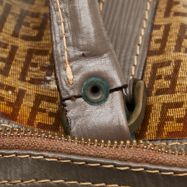 フェンディ ズッカ ハンドバッグ ミニボストンバッグ ブラウン エナメル レザー レディース FENDI 【中古】
