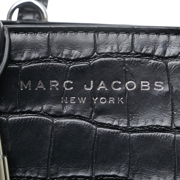 マークジェイコブス クロコ型押し マイクロ トートバッグ ショルダーバッグ 2WAY ブラック レザー レディース MARC JACOBS 【中古】