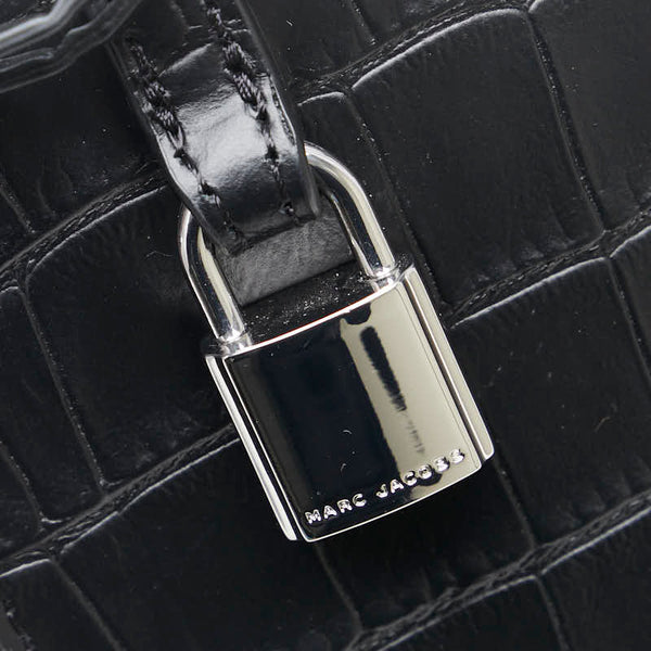 マークジェイコブス クロコ型押し マイクロ トートバッグ ショルダーバッグ 2WAY ブラック レザー レディース MARC JACOBS 【中古】