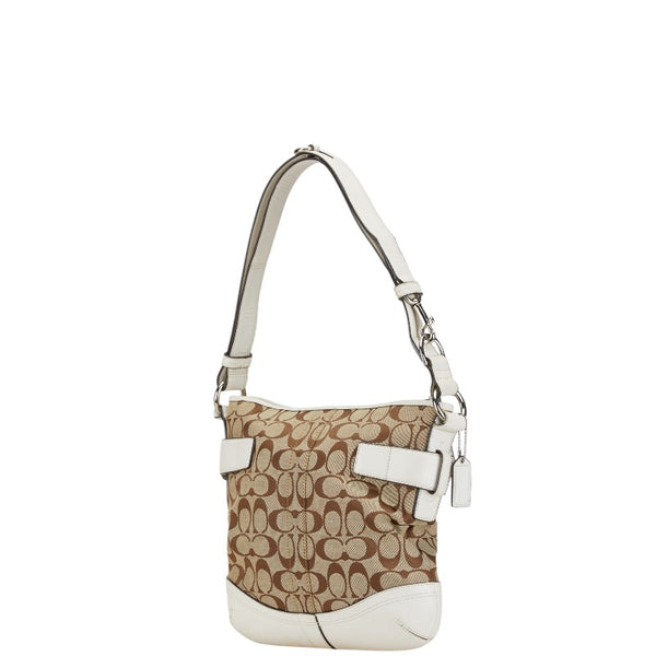 コーチ シグネチャー ハンドバッグ トートバッグ F03574 ベージュ ホワイト キャンバス レザー レディース COACH 【中古】