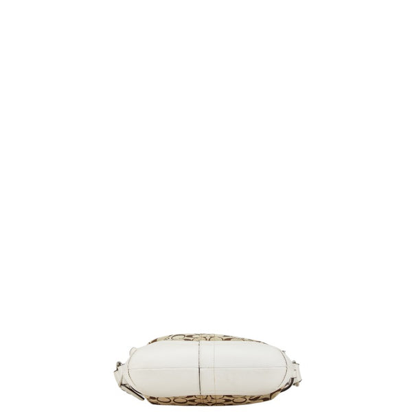 コーチ シグネチャー ハンドバッグ トートバッグ F03574 ベージュ ホワイト キャンバス レザー レディース COACH 【中古】